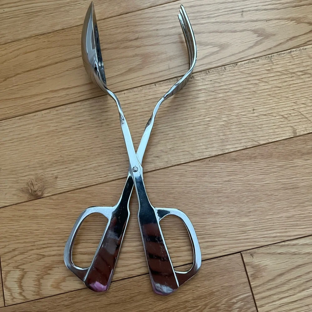 Bon Chef silver metal scissor salad tongs